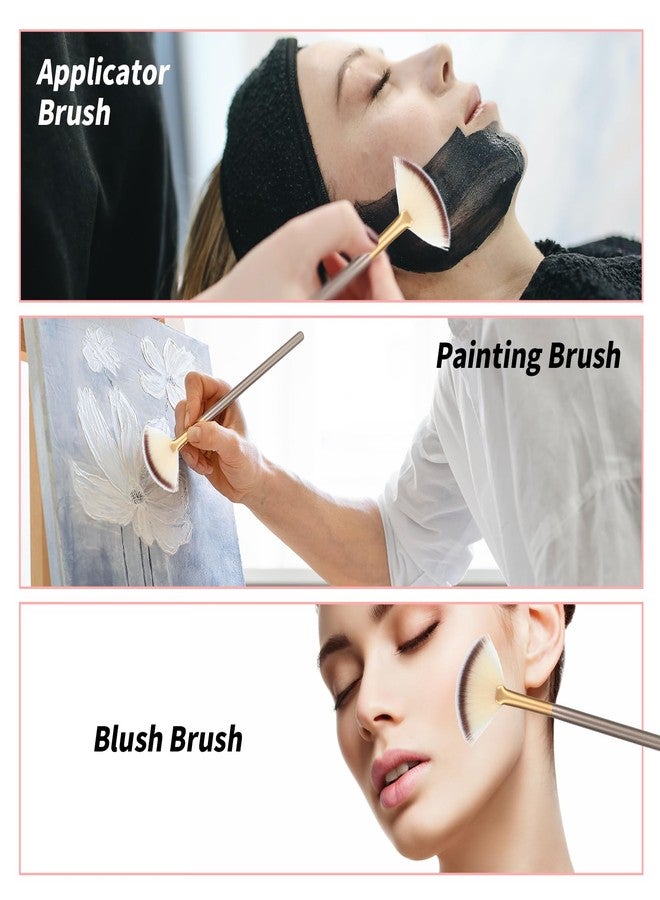 Amaxiu Fan Brushes for Facials, Ultra Slim Soft Facial Fan Applicator Brushes Professional Blending Makeup Brush with Comfortable Wood Handle for Mask Mud Cream Makeup Esthetician(3 Pcs, Wooden) - Image 3